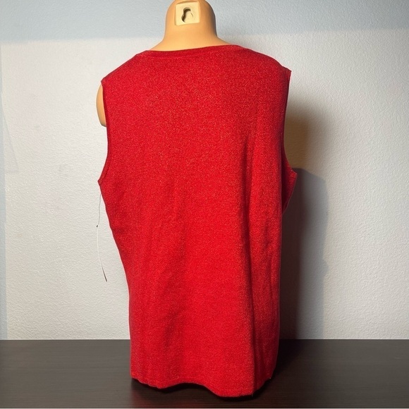 MERCER Street Studio Red Shimmer Draped Neck Knit Tank (L10) - Picture 4 of 6